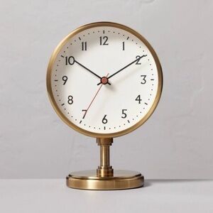 Hearth & Hand Brass Pedestal Table Clock Antique Finish
